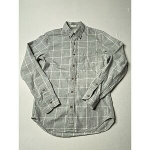 J.Crew Slim Brushed Twill Gray Windowpane Plaid Button Shirt Men's S
